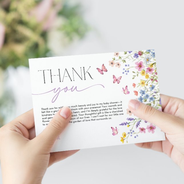 Baby in Bloom Butterfly Baby Shower Dankeskarte (Baby in Bloom Butterfly Baby Shower Thank You Card)