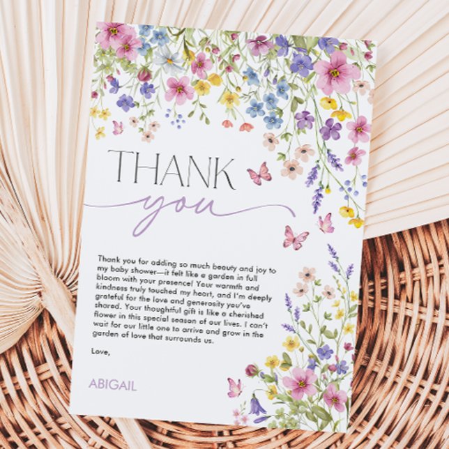 Baby in Bloom Butterfly Baby Shower Dankeskarte (Baby in Bloom Butterfly Baby Shower Thank You Card)