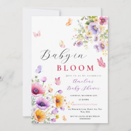 Baby in Bloom Butterfly Babydusche Wildblume Einladung