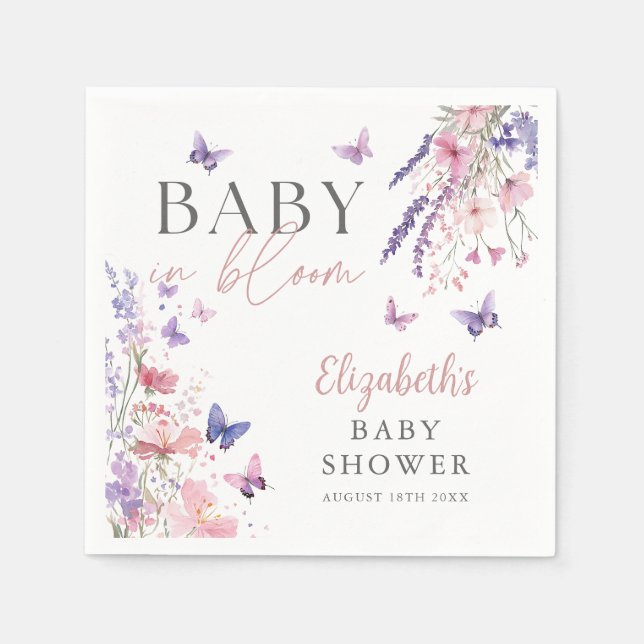 Baby in Bloom Butterfly Wildblumen Kinderdusche Serviette (Vorderseite)