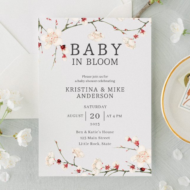 Baby in Bloom Cherry Blossom Shower Invitation (Créateur téléchargé)