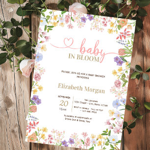 Baby In Bloom Colorfyl Wildflower-Baby-Party Einladung