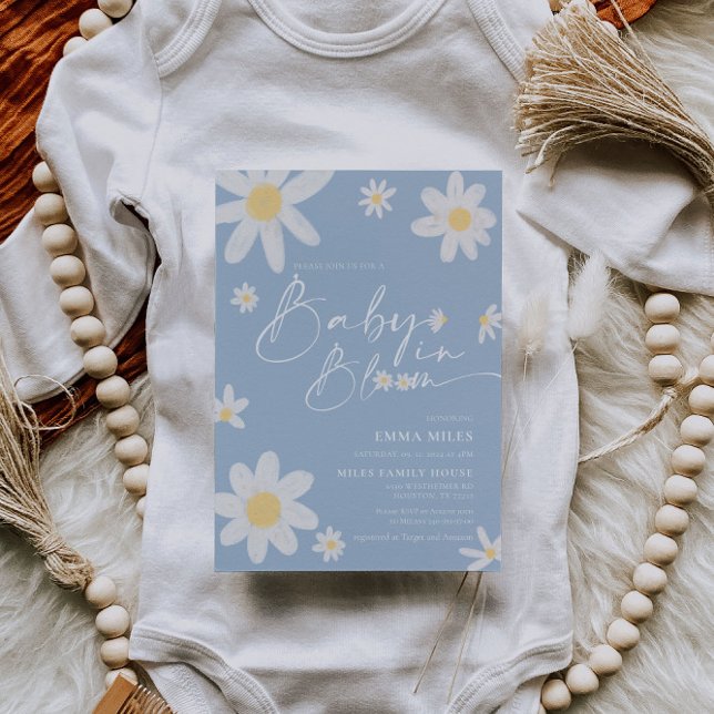 Baby in Bloom Daisy Babydusche Dusty Blue Einladung (Von Creator hochgeladen)