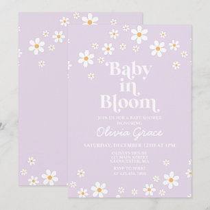 Baby in Bloom Daisy Lavender Retro Baby Dusche Einladung