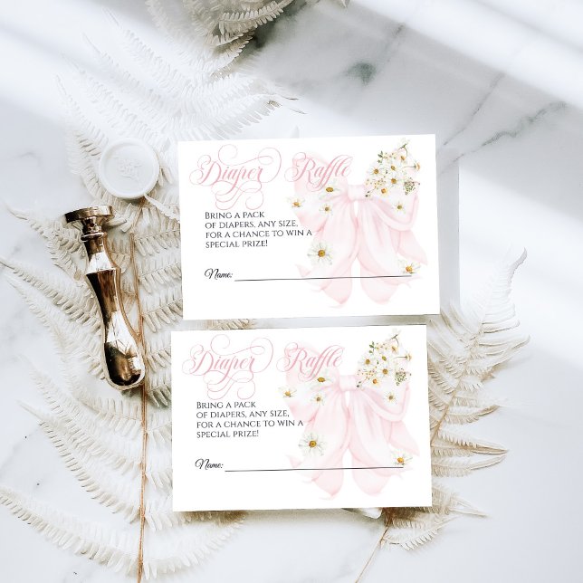 Baby in Bloom Daisy Pink Bow Girl Baby Dusche Begleitkarte (Von Creator hochgeladen)