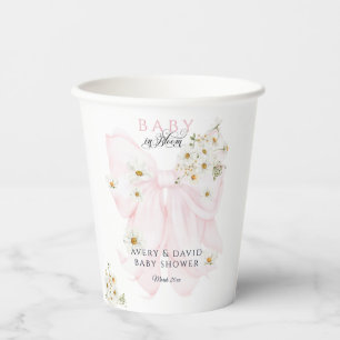 Baby in Bloom Daisy Pink Bow Girl Baby Dusche Pappbecher