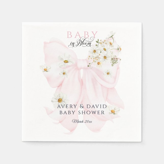 Baby in Bloom Daisy Pink Bow Girl Baby Dusche Serviette (Vorderseite)
