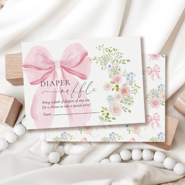 Baby in Bloom Diaper Raffle Pink Bow Baby Dusche Begleitkarte (Von Creator hochgeladen)