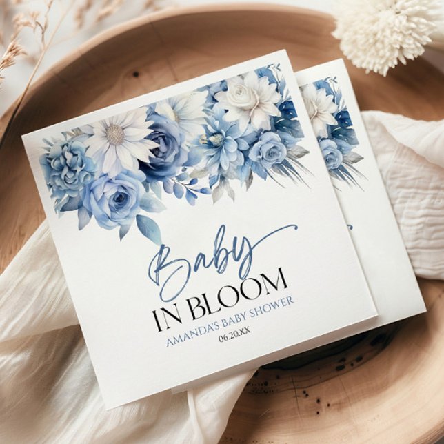 Baby in Bloom Dusty Blue Floral Baby Dusche Serviette (Von Creator hochgeladen)