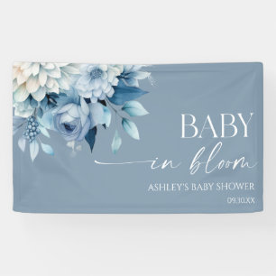 Baby In Bloom Dusty Blue Florales Babyshower Banner