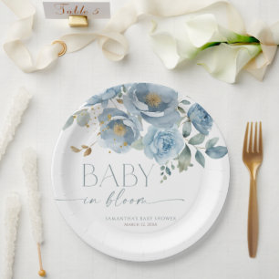 Baby in Bloom Dusty Blumenjungen Babydusche Pappteller