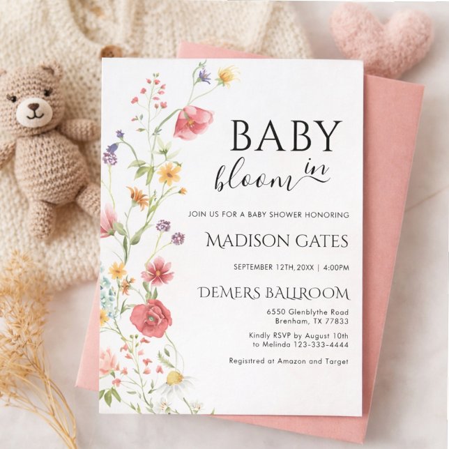 Baby in Bloom: Editable baby shower Einladung (Von Creator hochgeladen)