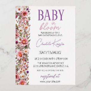Baby in Bloom Einladung, Wildblumen Baby Shower Folie Einladungspostkarte