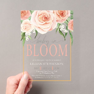 Baby In Bloom Élégant Invitation de Baby Shower Fl