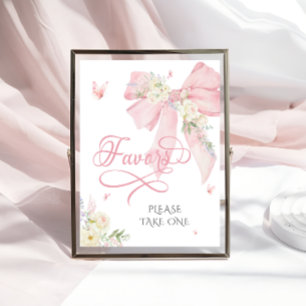 Baby in Bloom Elegant Pink Bow Baby Shower Favorit Poster