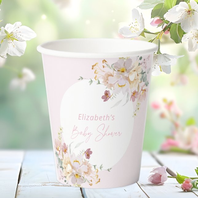 Baby in Bloom Elegant Pink Floral Baby Dusche Pappbecher (Von Creator hochgeladen)