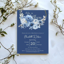 Baby In Bloom Elegante blaue Blumen Babyparty-Einl