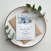 Baby In Bloom Elegante blaue Blumen Babyparty