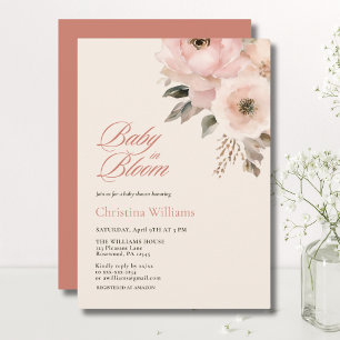 Baby in Bloom Elegante Blumenbaby-Dusche Einladung