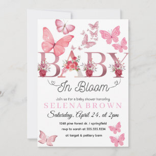 BABY In Bloom – Elegante Schmetterlings-Baby Showe Einladung