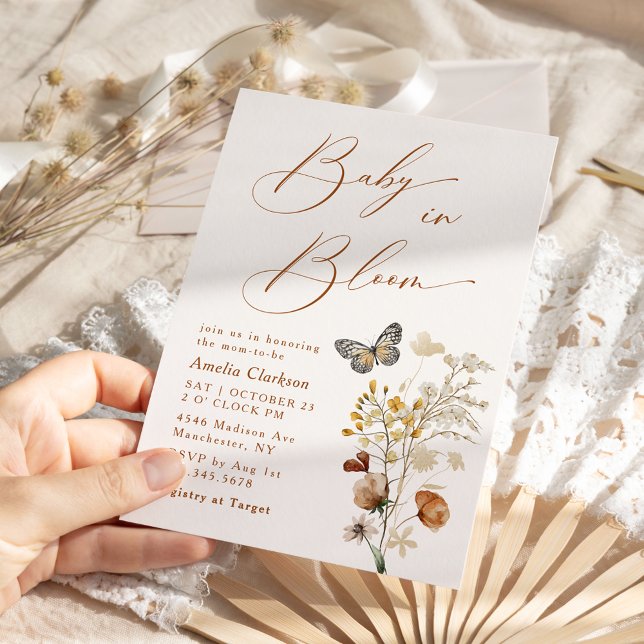 Baby in Bloom Elegante Wildblume Kinderdusche Einladung (Von Creator hochgeladen)