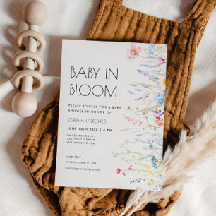 Baby in Bloom Elegante Wildblumen Kinderdusche Einladung