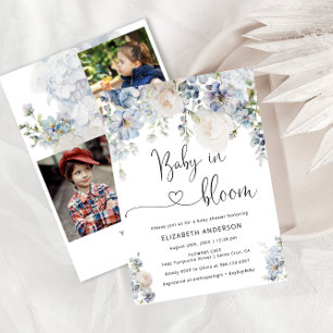 Baby in Bloom Elegantes Blumenbaby Dusche Foto Einladung