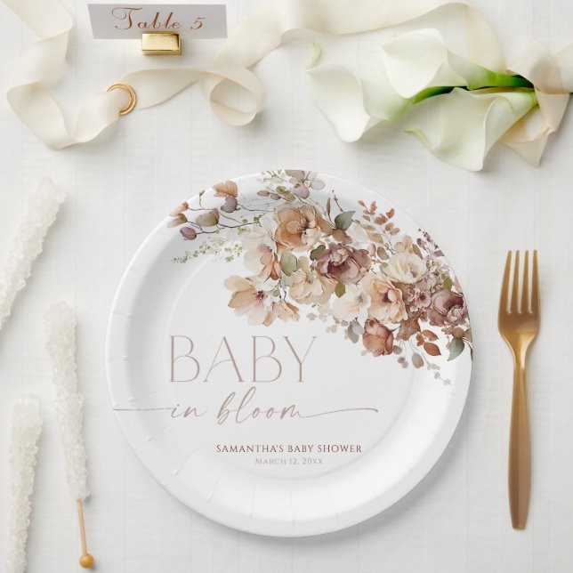 Baby in Bloom Fall rustikale Babydusche Pappteller (Hochzeit)