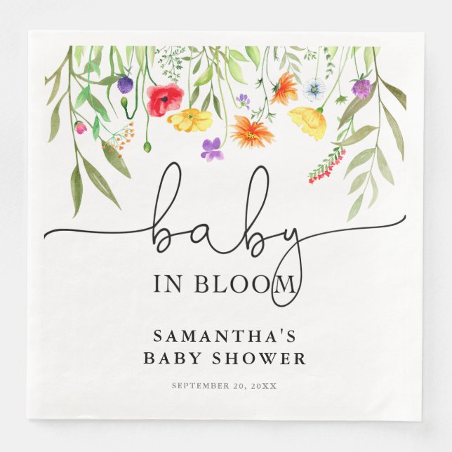 Baby in Bloom Farbige Wildblumen Frühling blühen Serviette (Vorderseite)