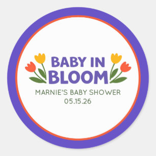Baby in Bloom - Fette farbenfrohe Tulpen - Schicke Runder Aufkleber