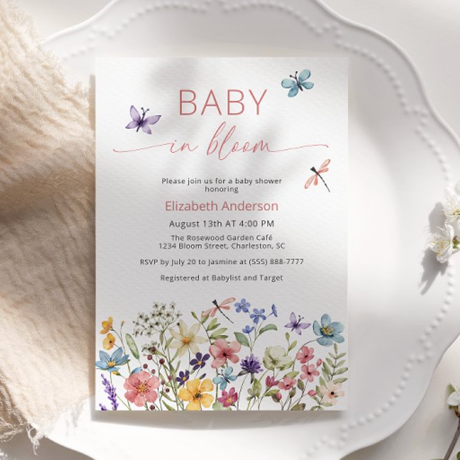 Baby in Bloom Fleur sauvage Baby shower Invitation (Créateur téléchargé)