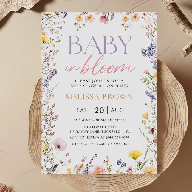 Baby in Bloom Fleur sauvage Baby shower Invitation (Créateur téléchargé)