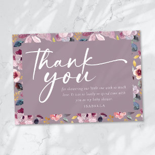 Baby in Bloom Flieder Florales Babyshower Dankeskarte