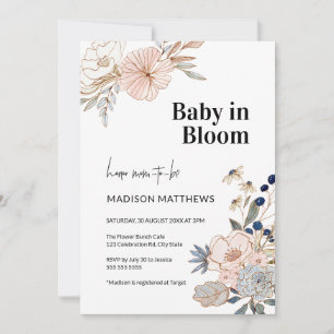 Baby in Bloom Floral Baby Dusche Einladung