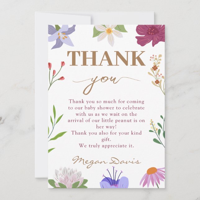 Baby in Bloom Floral Baby Dusche Vielen Dank Einladung (Vorderseite)