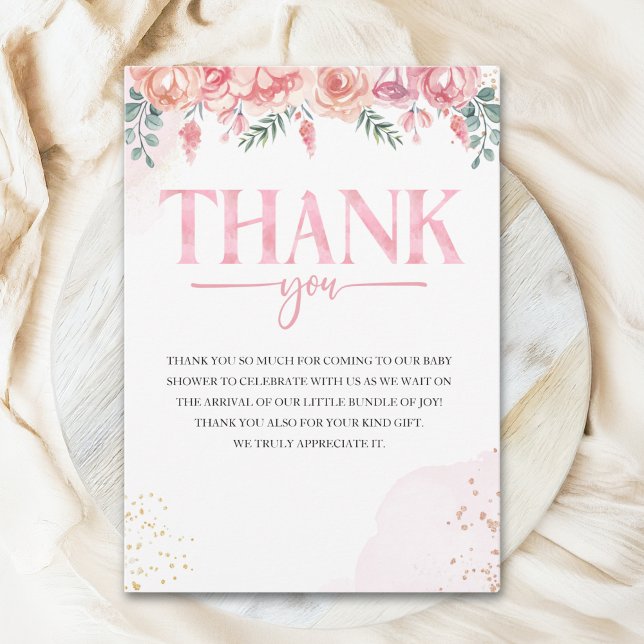Baby in Bloom Floral Baby Shower Dankeskarte (Von Creator hochgeladen)