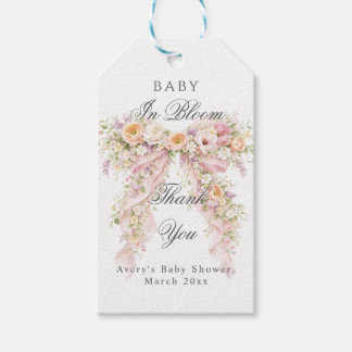 Baby in bloom Floral Bow Girl Baby Shower  Geschenkanhänger