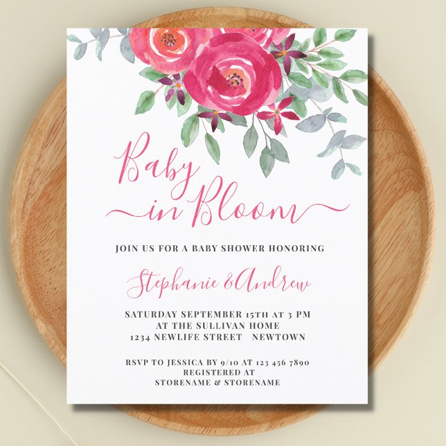 Baby in Bloom Floral Couples Kinderdusche Postkart Einladungspostkarte (Von Creator hochgeladen)