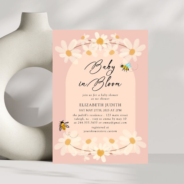 Baby in Bloom Floral Daisy Baby Shower Einladung (Von Creator hochgeladen)
