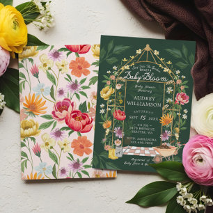 Baby in Bloom Floral Garden Greenhouse Baby Dusche Einladung