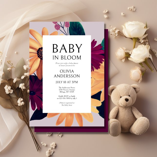 Baby in Bloom Floral Girl Babydusche Einladung (Von Creator hochgeladen)