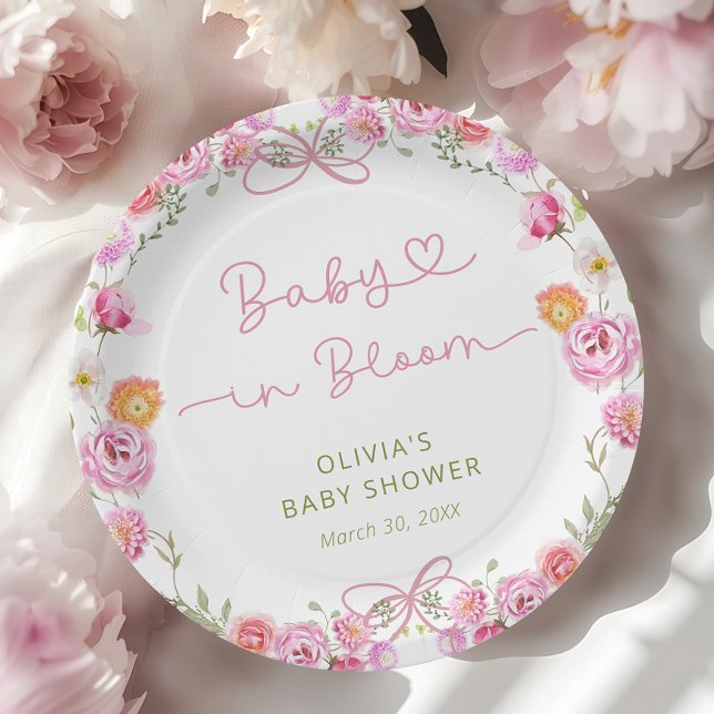 Baby in Bloom Floral Girl Babydusche Pappteller (Von Creator hochgeladen)