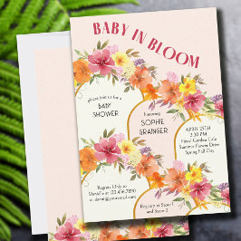 Baby in Bloom Floral Gold Arch Girl Babydusche Einladung