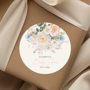 Baby in Bloom Floral Pink Baby Dusche Classic Roun Runder Aufkleber
