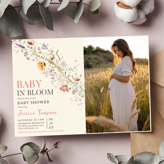 Baby in Bloom Floral Spring Baby Dusche Foto Einladung (Von Creator hochgeladen)