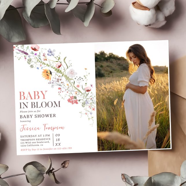 Baby in Bloom Floral Spring Baby Dusche Foto Einladung (Von Creator hochgeladen)