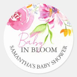 Baby in Bloom floral Thema Vielen Dank Runder Aufkleber