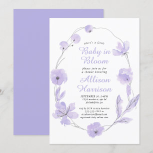 Baby in Bloom Floral Wasserfarbe Lavendel Dusche i Einladung