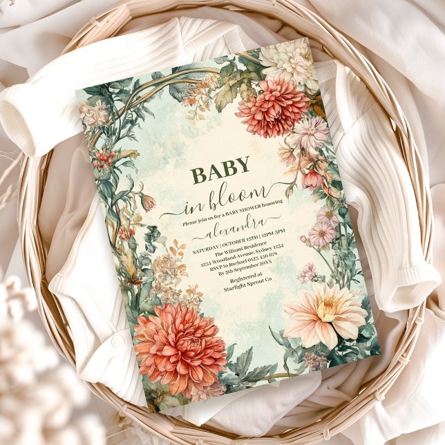 Baby in Bloom Floral Wildblume Babydusche Einladung (Von Creator hochgeladen)