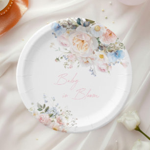 Baby In Bloom Florale Baby Shower Pink Pappteller